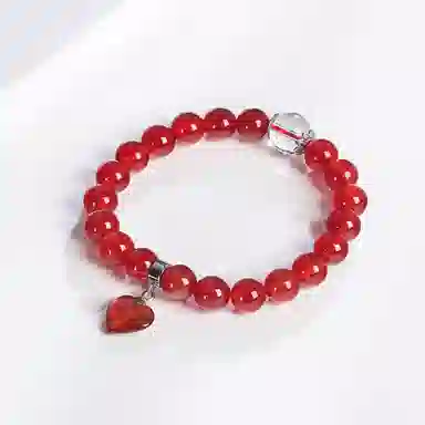 石头记 一往情深系列 桃心 红 玛瑙 手串 男女同款情侣款