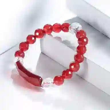 石头记 有情世界系列 多面切割圆珠 新国风设计小众轻奢 正红 玛瑙 手串 男女同款情侣款