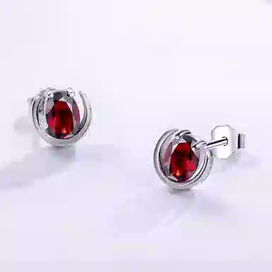 石头记 复古彩色宝石轻奢高级 石榴石 耳钉 女款