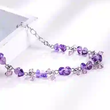 石头记 魅力放送 小众设计 不规则碎石 合成紫晶 手链 女款