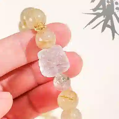 玄唐 国潮高级感时尚醒狮#好运处理 金发晶 水晶手串 女款