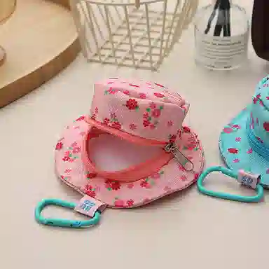 玄唐  可爱碎花迷你渔夫帽拉链零钱包个性潮流背包书包 涤纶 挂件 男女同款情侣款