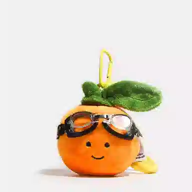 玄唐 心想事橙可爱小橙子书包包趣味蔬菜水果雪梨毛绒公仔潮流挂饰 涤纶 挂件 男女同款情侣款