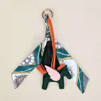 玄唐 高级小飞马流苏穗子小马包包挂饰车钥匙扣 皮革 挂件 男女同款情侣款