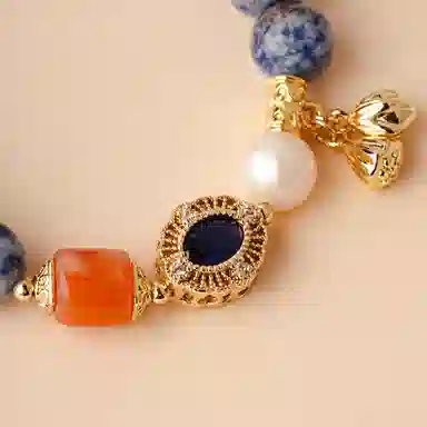 【玉润珠圆丨富贵逼人】 玄唐 椭圆莲蓬淡水珍珠新中式个性轻奢高级感手饰 礼盒装#好运 蓝纹石 手串 男女同款情侣款