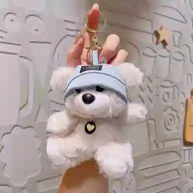 玄唐 可爱毛绒爱心小熊公仔挂饰钥匙扣手提包双肩包 聚酯纤维 挂件 男女同款情侣款
