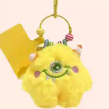 玄唐 萌萌大眼小怪兽彩链钥匙扣包包毛绒法公仔 聚酯纤维 挂件 男女同款情侣款