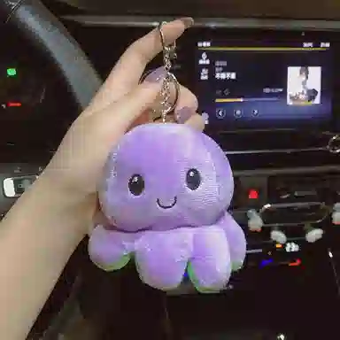 玄唐 翻转翻面章鱼创意钥匙链情侣娃娃公仔包包书包挂饰毛绒钥匙扣 聚酯纤维  挂件 男女同款情侣款
