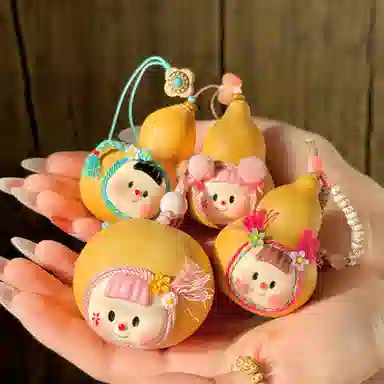 玄唐 可爱文玩雕刻萌娃卡通手机链盘玩饰品包包吊坠#好运 葫芦 挂件 男女同款情侣款