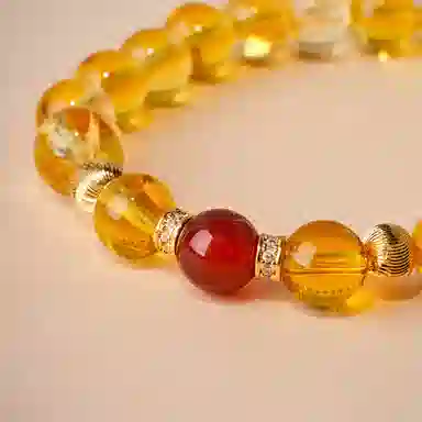 玄唐 新中式时尚百搭小众高级感#好运 黄水晶 手串 男女同款情侣款