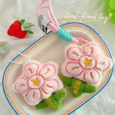 玄唐 可爱萌萌大红花毛绒玩具公仔有钱花包包挂饰 聚酯纤维 挂件 男女同款情侣款