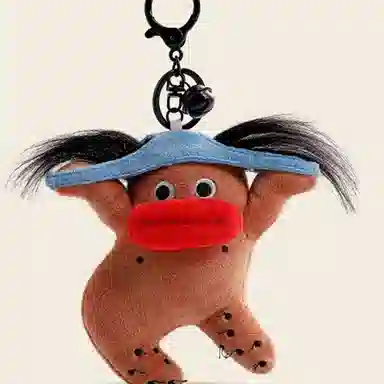 玄唐 丑萌在逃疯子包包 可爱书包挂饰钥匙扣毛绒公仔配件 涤纶 挂件 男女同款情侣款