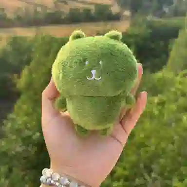 玄唐 绿油油抹茶绿青苔绿可爱毛绒小熊书包背包 聚酯纤维 挂件 男女同款情侣款