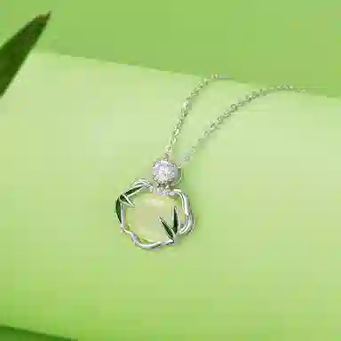 玄唐 竹节如意天然鹅蛋气质国风锁骨链#好运 玉髓 项链 女款