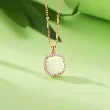 玄唐 新中式平安无事牌吊坠锁骨链#好运 玉髓 项链 女款