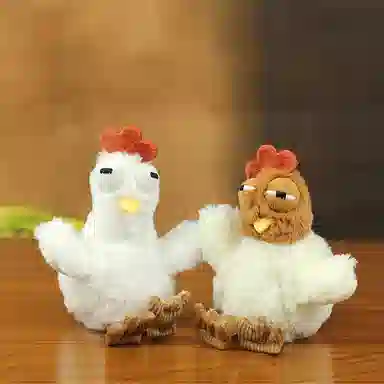 玄唐 下蛋公鸡中的战斗机创意毛绒公仔钥匙扣书包背包 聚酯纤维 挂件 男女同款情侣款