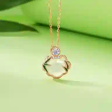 玄唐 竹节如意天然鹅蛋气质国风锁骨链#好运 玉髓 项链 女款