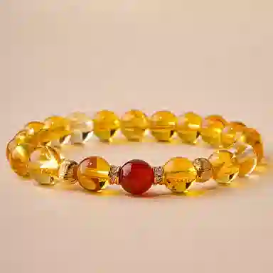 玄唐 新中式时尚百搭小众高级感#好运 黄水晶 手串 男女同款情侣款