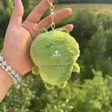 玄唐 绿油油抹茶绿青苔绿可爱毛绒小熊书包背包 聚酯纤维 挂件 男女同款情侣款