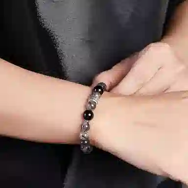 玄唐 复古做旧简约高级设计感 黑发晶 手串 男女同款情侣款