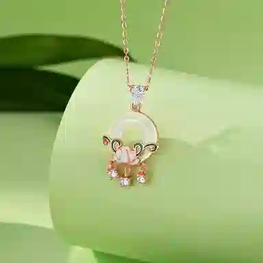 玄唐 国朝莲花平安扣气质高级感#好运 玉髓 项链 女款