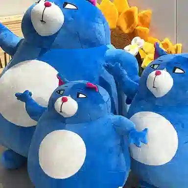 玄唐 可爱蓝色胖猫录音挂饰搞怪卡通月半猫包包背包 聚酯纤维 挂件 男女同款情侣款