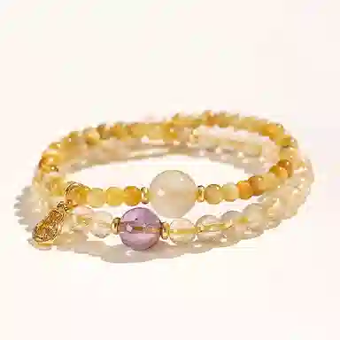 玄唐 招财进宝双圈新中式高级感时来运转财源广进处理 紫水晶 手串 男女同款情侣款