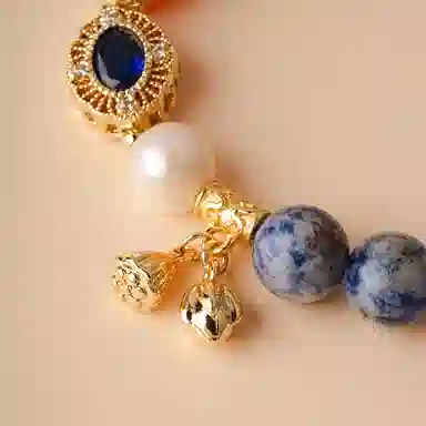 【玉润珠圆丨富贵逼人】 玄唐 椭圆莲蓬淡水珍珠新中式个性轻奢高级感手饰 礼盒装#好运 蓝纹石 手串 男女同款情侣款