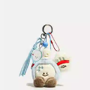 玄唐 卡通可爱球拍搭子羽毛球网球乒乓球毛绒钥时尚书包车钥匙链 涤纶 挂件 男女同款情侣款