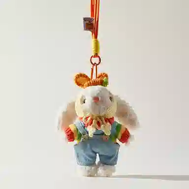 玄唐 多巴胺毛绒可爱小兔公仔玩偶包包挂饰卡通 涤纶 挂件 男女同款情侣款