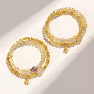 玄唐 招财进宝双圈新中式高级感时来运转财源广进处理 紫水晶 手串 男女同款情侣款