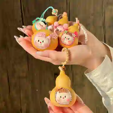 玄唐 可爱文玩雕刻萌娃卡通手机链盘玩饰品包包吊坠#好运 葫芦 挂件 男女同款情侣款