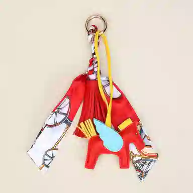 玄唐 高级小飞马流苏穗子小马包包挂饰车钥匙扣 皮革 挂件 男女同款情侣款