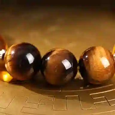 玄唐 天三面財爷国风六字真言处理 虎眼石 手串 男女同款情侣款