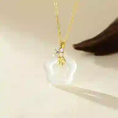 玄唐 玉见花开微镶国风高级感#好运 玉髓 项链 女款