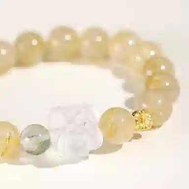 玄唐 国潮高级感时尚醒狮#好运处理 金发晶 水晶手串 女款