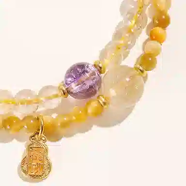 玄唐 招财进宝双圈新中式高级感时来运转财源广进处理 紫水晶 手串 男女同款情侣款