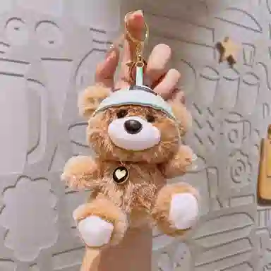 玄唐 可爱毛绒爱心小熊公仔挂饰钥匙扣手提包双肩包 聚酯纤维 挂件 男女同款情侣款