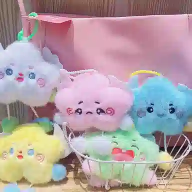 玄唐 可爱毛绒星星钥匙扣书包公仔包包玩偶挂饰 聚酯纤维 挂件 男女同款情侣款