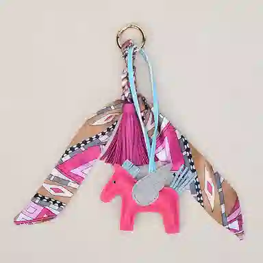 玄唐 高级小飞马流苏穗子小马包包挂饰车钥匙扣 皮革 挂件 男女同款情侣款