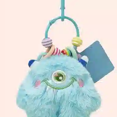 玄唐 萌萌大眼小怪兽彩链钥匙扣包包毛绒法公仔 聚酯纤维 挂件 男女同款情侣款