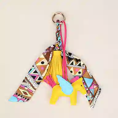 玄唐 高级小飞马流苏穗子小马包包挂饰车钥匙扣 皮革 挂件 男女同款情侣款