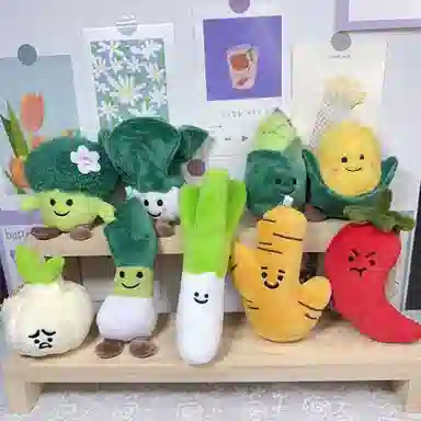 玄唐 西兰花玉米仿蔬菜毛绒玩具钥匙扣可爱娃娃包包配饰 聚酯纤维 挂件 男女同款情侣款