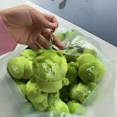 玄唐 绿油油抹茶绿青苔绿可爱毛绒小熊书包背包 聚酯纤维 挂件 男女同款情侣款