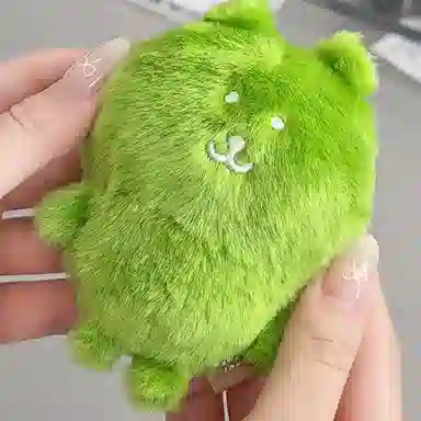 玄唐 绿油油抹茶绿青苔绿可爱毛绒小熊书包背包 聚酯纤维 挂件 男女同款情侣款