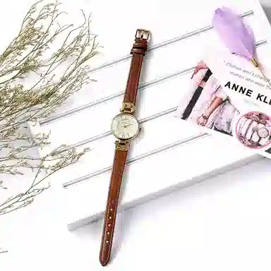 安妮克莱因 腕表 石英机芯 牛皮表带 白色表盘 女表 商务休闲