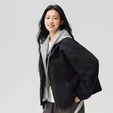 鸭鸭 假两件连帽冬季休闲百搭羽绒服 女款