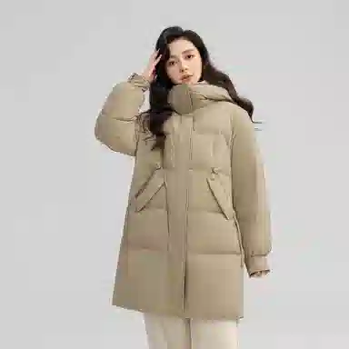鸭鸭 冬季 中长款连帽韩版时尚百搭加厚保暖羽绒服 女款