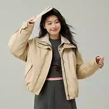 鸭鸭 冬季 时尚百搭假两件工装羽绒服外套 女款