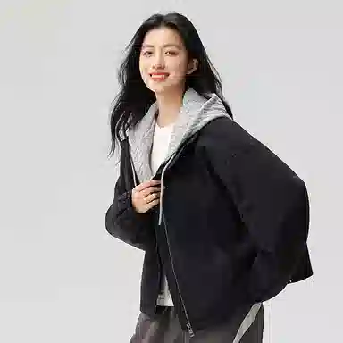 鸭鸭 假两件连帽冬季休闲百搭羽绒服 女款